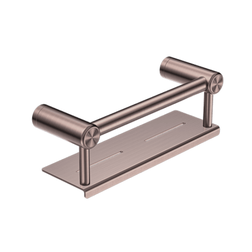 Mecca Care 25mm Grab Rail With Shelf 300mm Brushed Bronze