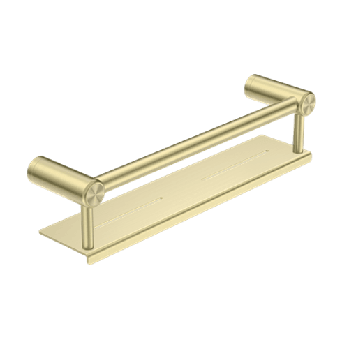 Mecca Care 25mm Grab Rail With Shelf 450mm Brushed Gold