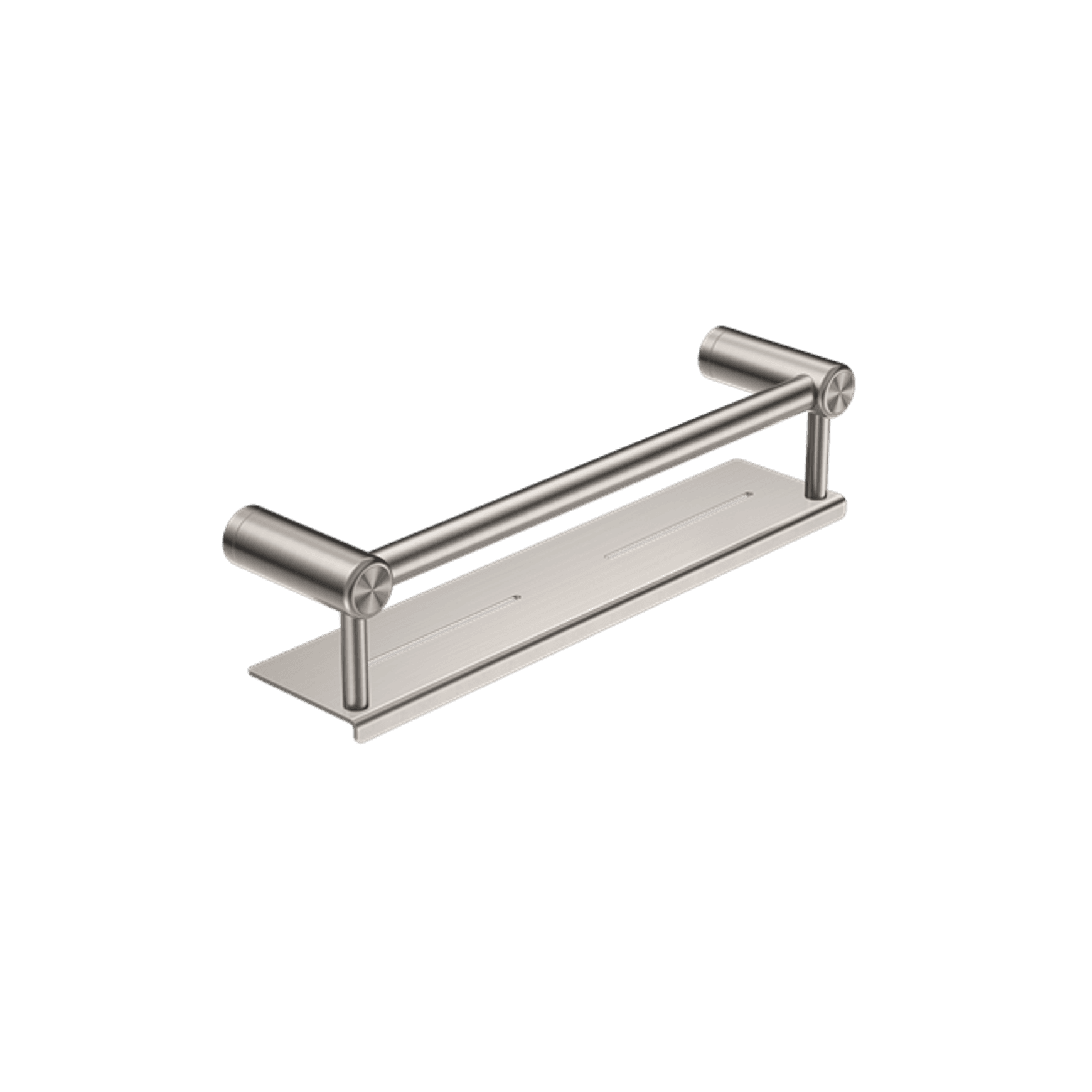 Mecca Care 25mm Grab Rail With Shelf 450mm Brushed Nickel