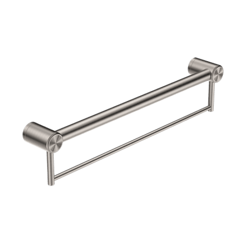 Mecca Care 32mm Grab Rail With Towel Holder 600mm Brushed Nickel