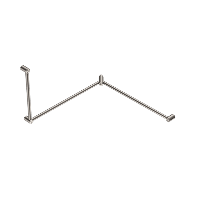 Mecca Care 32mm DDA Toilet Grab Rail Set 90 Degree Continuous 600X1065X1025mm Brushed Nickel