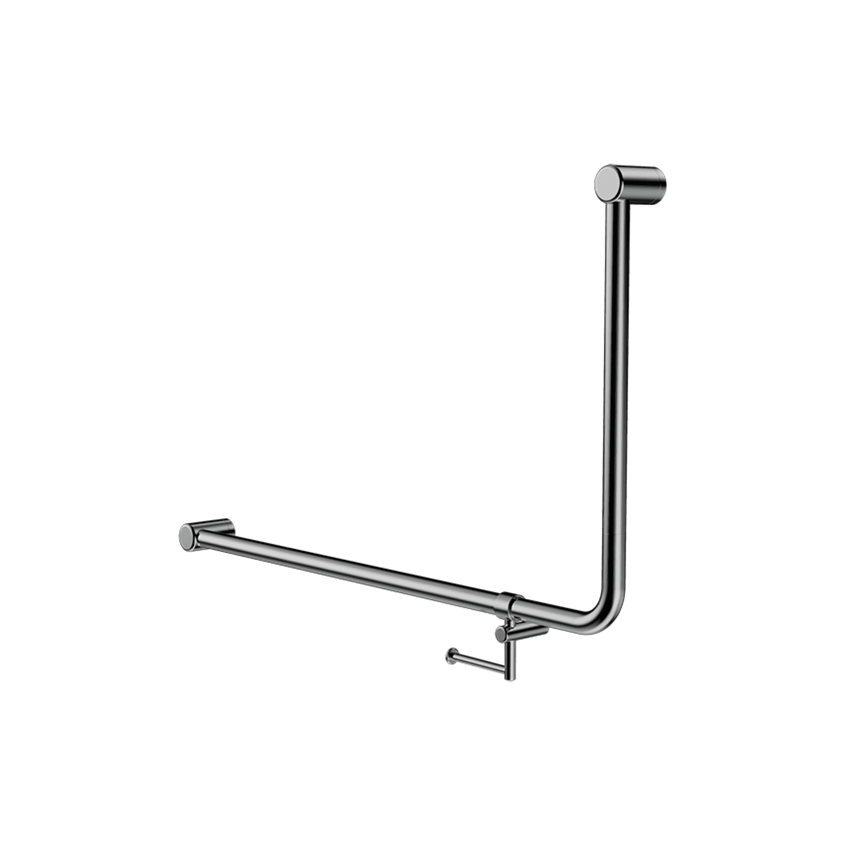 Mecca Care 32mm Ambulant 90 Degree Bent Tube Grab Rail 600X1000mm With Toilet Roll Holder Chrome