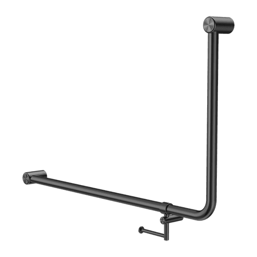 Mecca Care 32mm Ambulant 90 Degree Bent Tube Grab Rail 600X1000mm With Toilet Roll Holder Gun Metal