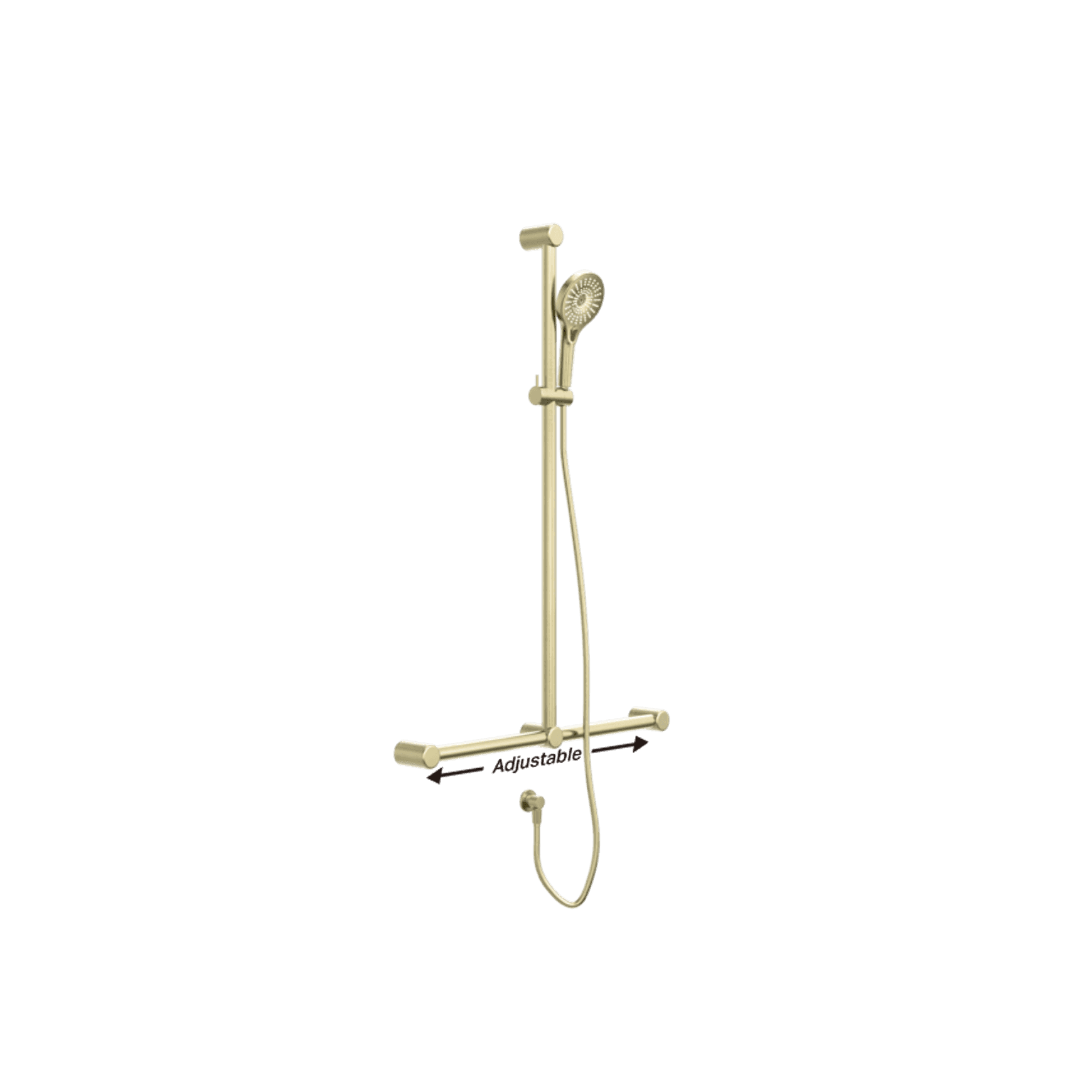 Mecca Care 32mm T Bar Grab Rail And Adjustable Shower Set 1100X750mm Brushed Gold