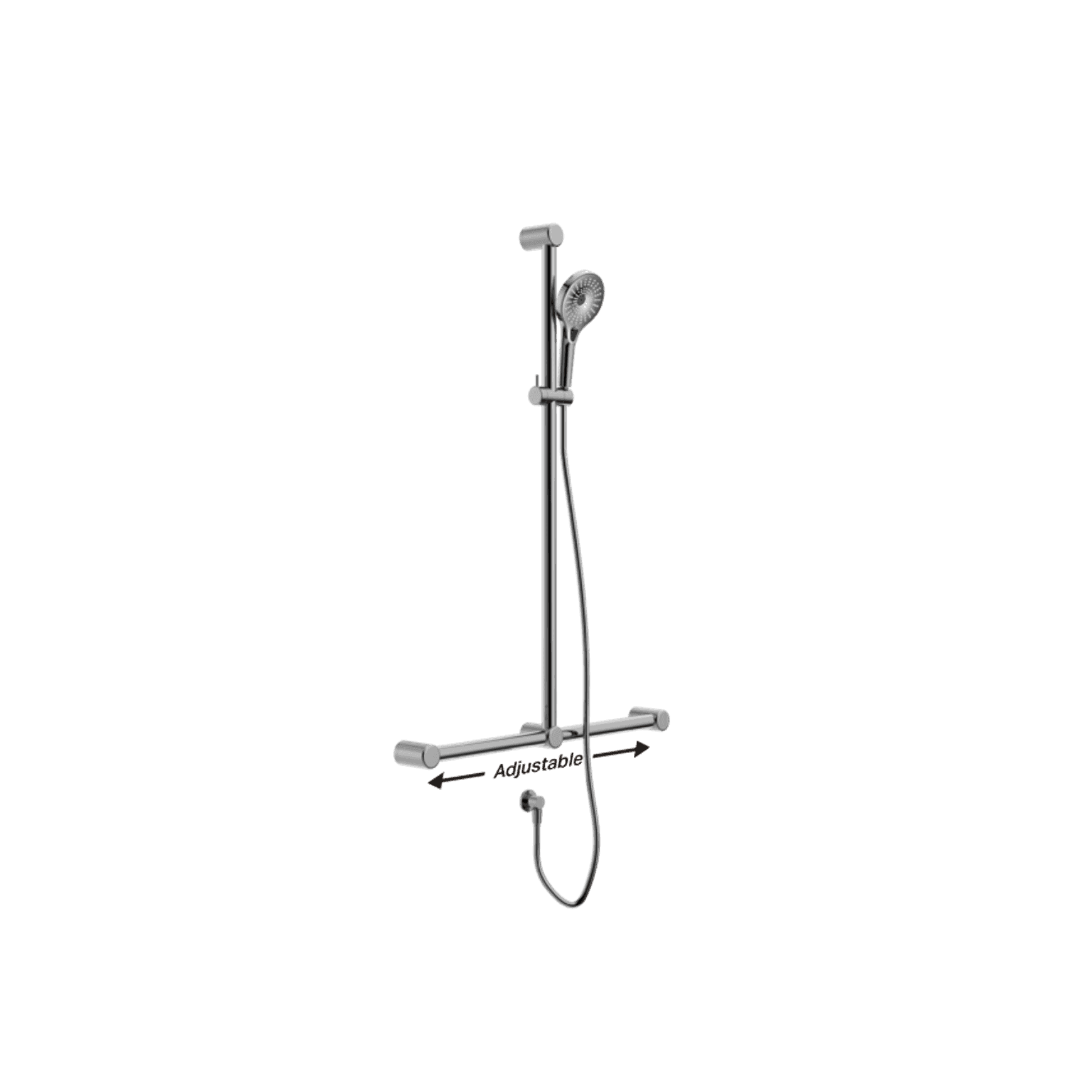 Mecca Care 32mm T Bar Grab Rail And Adjustable Shower Set 1100X750mm Chrome