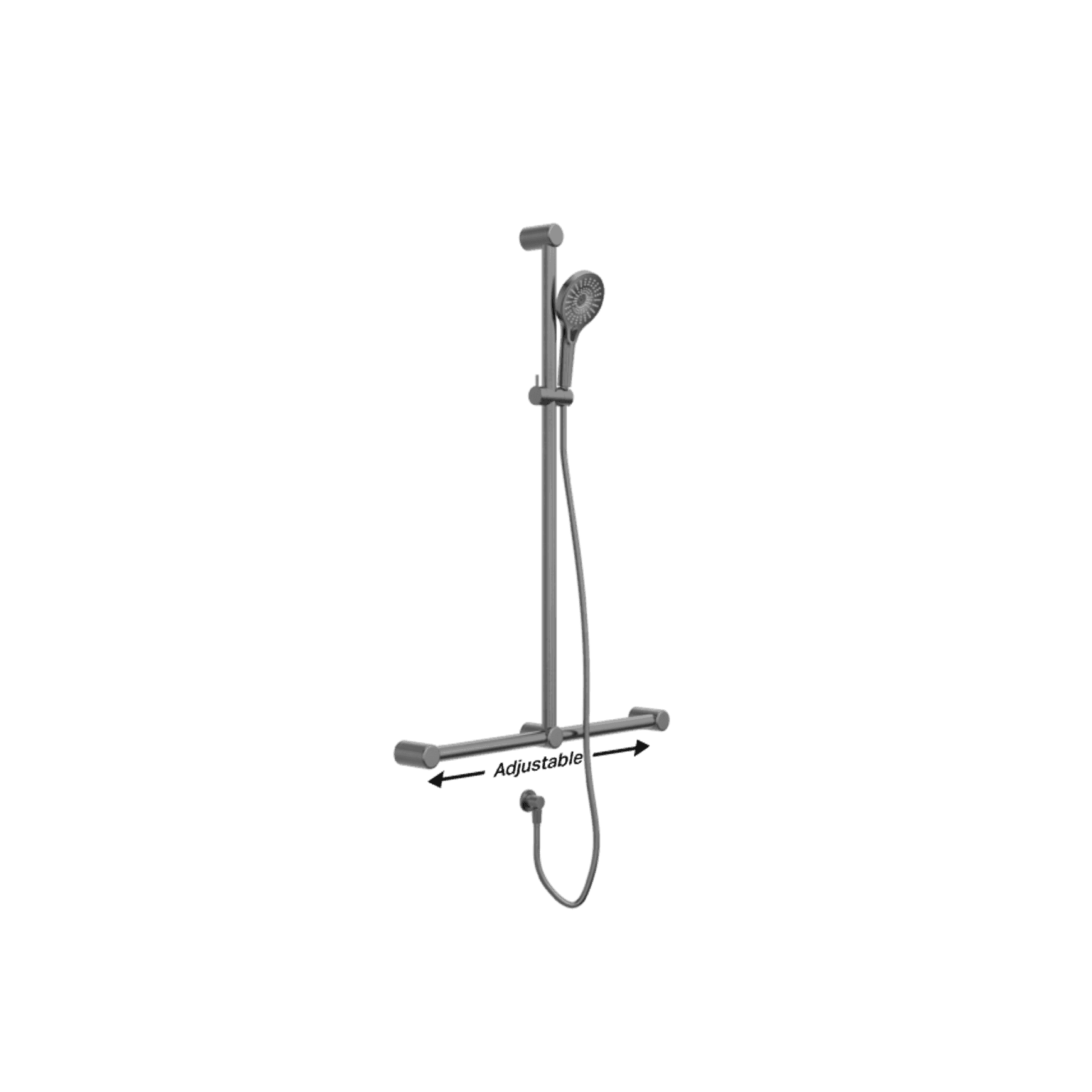 Mecca Care 32mm T Bar Grab Rail And Adjustable Shower Set 1100X750mm Gun Metal