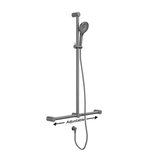 Mecca Care 32mm T Bar Grab Rail And Adjustable Shower Set 1100X750mm Gun Metal
