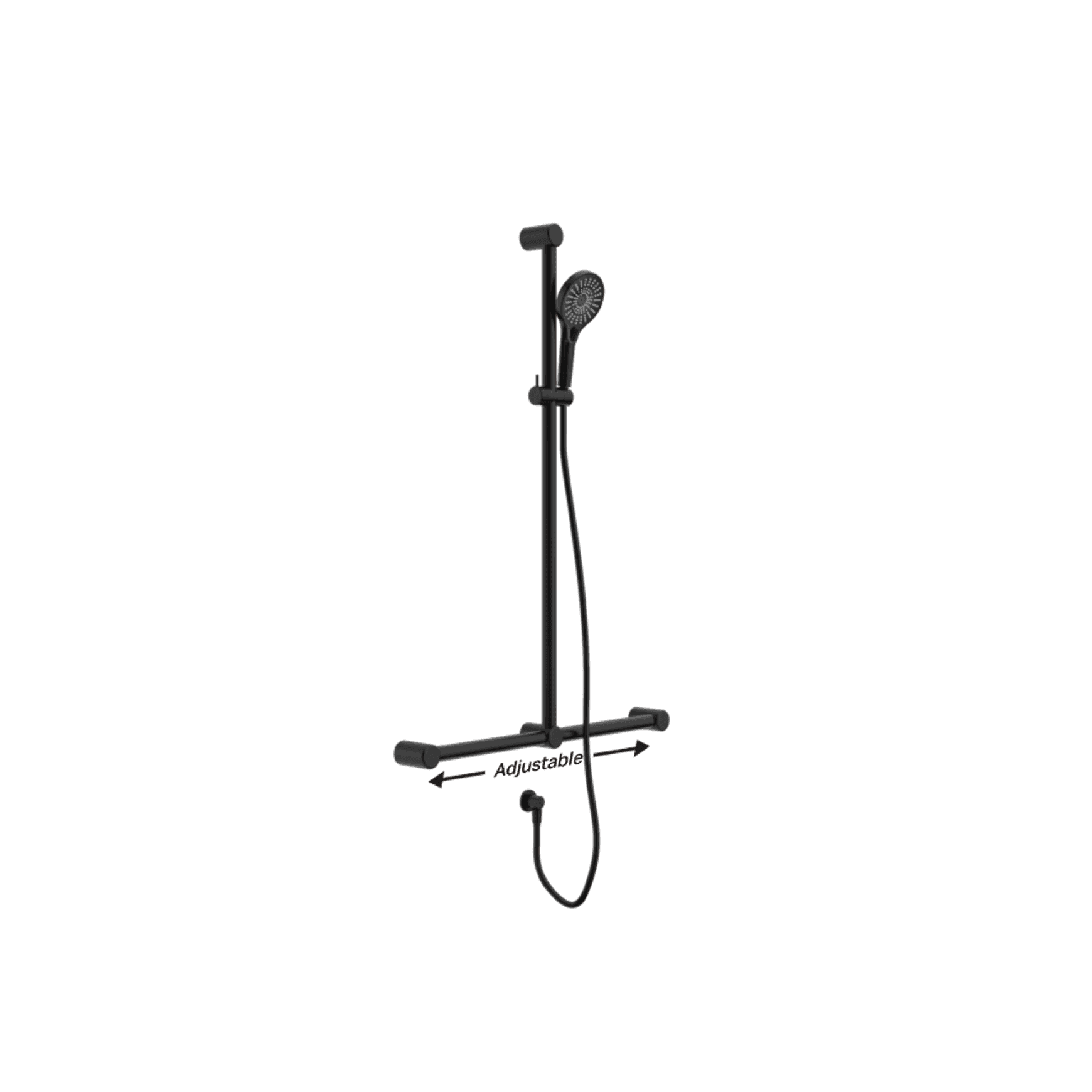 Mecca Care 32mm T Bar Grab Rail And Adjustable Shower Set 1100X750mm Matte Black