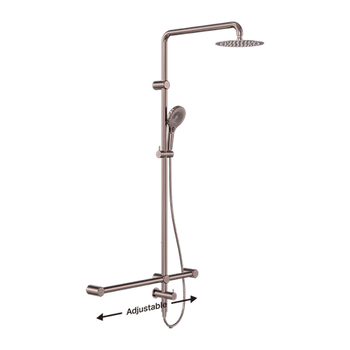 Mecca Care 32mm T Bar Grab Rail 1100x750mm Twin Shower Set Brushed Bronze