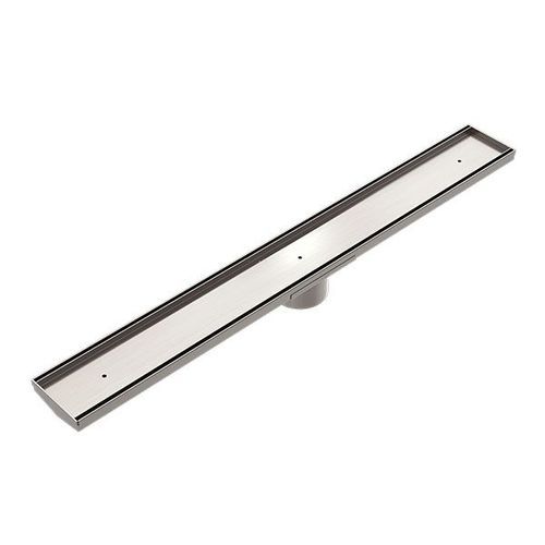 Tile Insert V Channel Floor Grate 89mm Outlet With Hole Saw Brushed Nickel