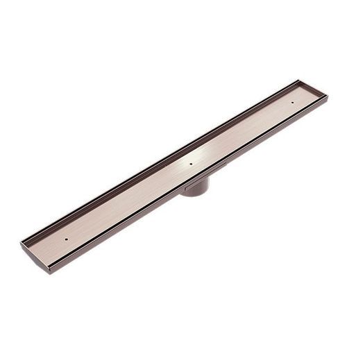 Tile Insert V Channel Floor Grate 89mm Outlet With Hole Saw Brushed Bronze