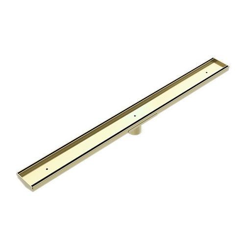 Tile Insert V Channel Floor Grate 50mm Outlet With Hole Saw Brushed Gold