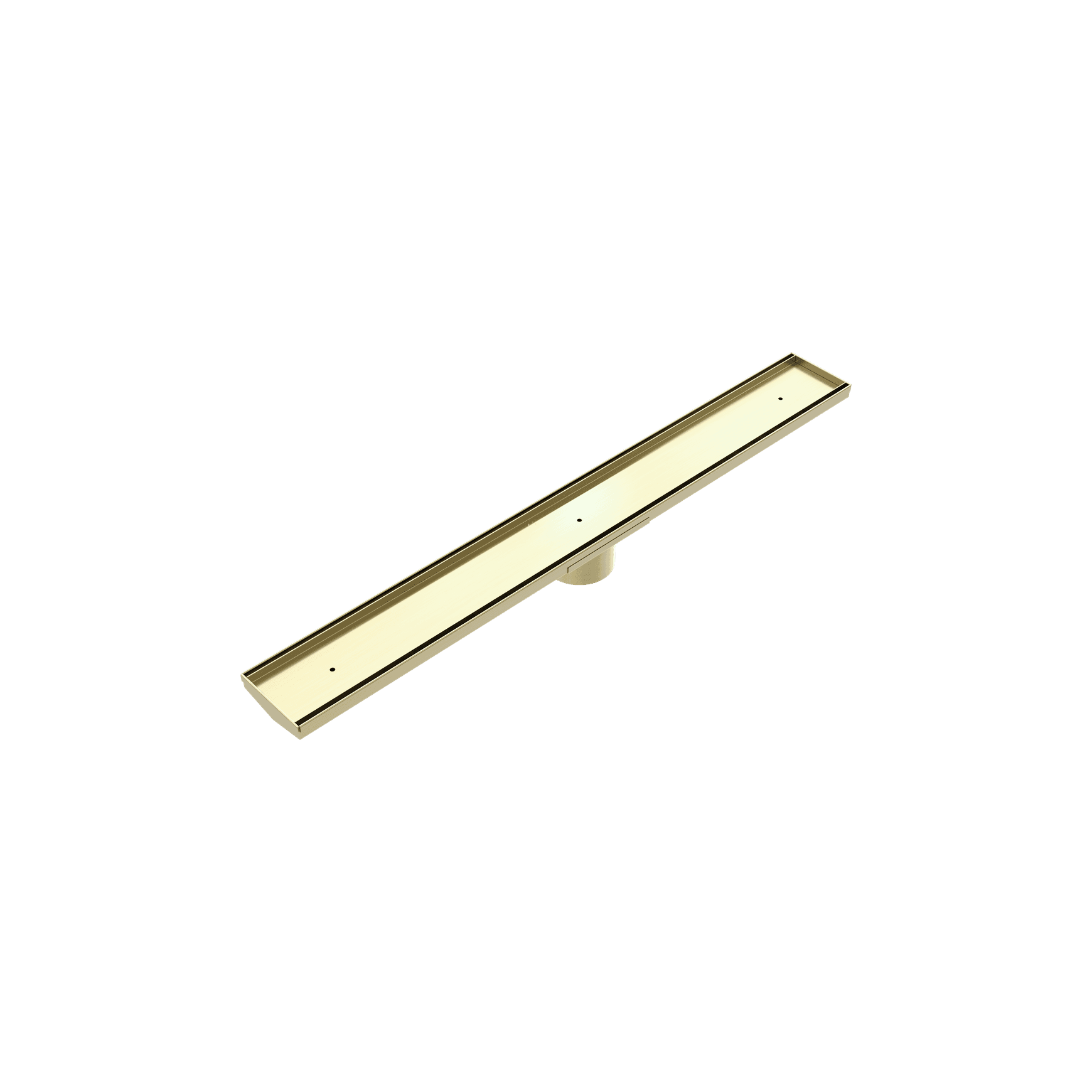 Tile Insert V Channel Floor Grate 80mm Outlet With Hole Saw Brushed Gold