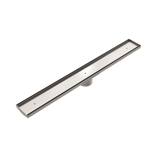 Tile Insert V Channel Floor Grate 80mm Outlet With Hole Saw Brushed Nickel