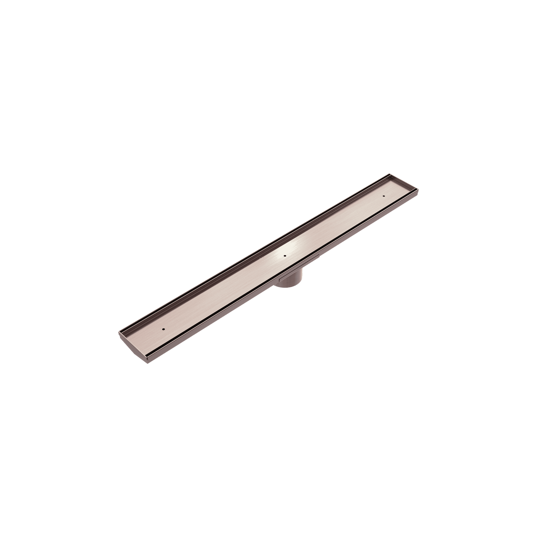 Tile Insert V Channel Floor Grate 80mm Outlet With Hole Saw Brushed Bronze