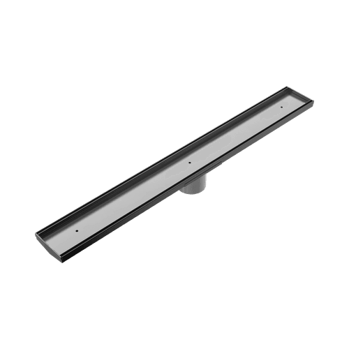 Tile Insert V Channel Floor Grate 80mm Outlet With Hole Saw Gun Metal