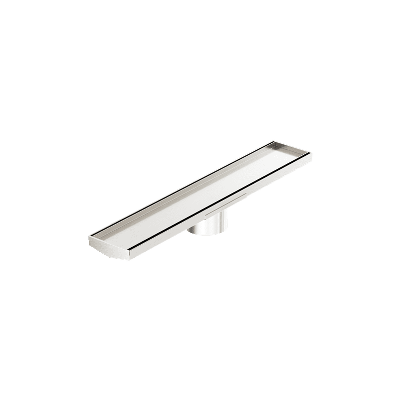 Tile Insert V Channel 600mm Floor Grate 89mm Outlet With Hole Saw Brushed Nickel