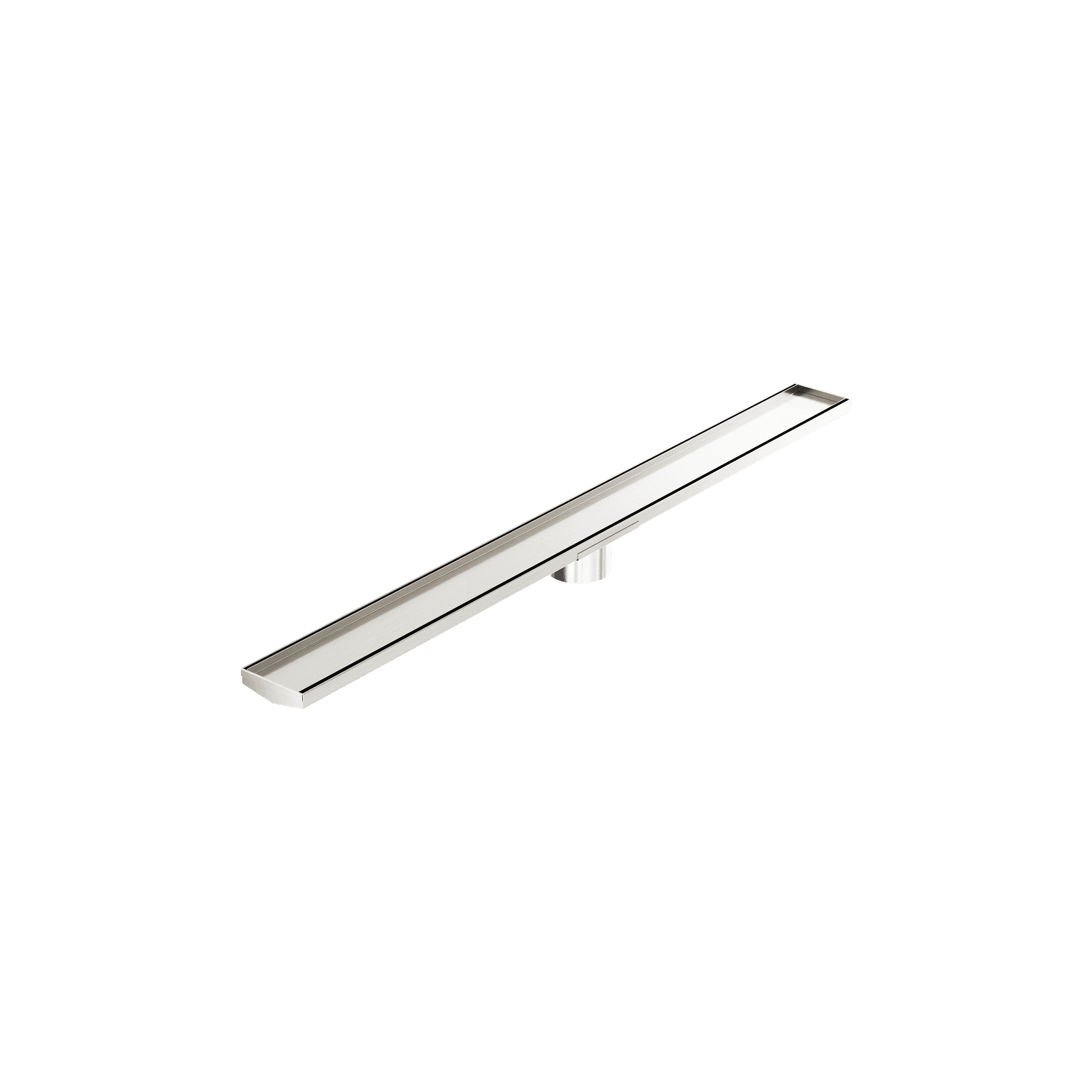 Tile Insert V Channel 1200mm Floor Grate 89mm Outlet With Hole Saw Brushed Nickel