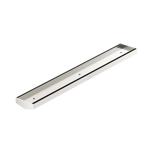 Tile Insert V Channel 600mm Floor Grate 50mm Outlet Without Outlet And Hole Saw Brushed Nickel