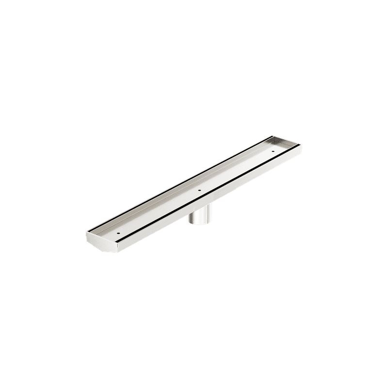 Tile Insert V Channel 600mm Floor Grate 50mm Outlet With Hole Saw Brushed Nickel