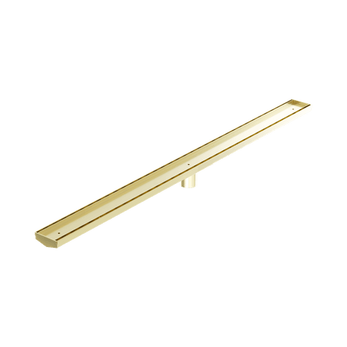 Tile Insert V Channel 1200mm Floor Grate 50mm Outlet With Hole Saw Brushed Gold