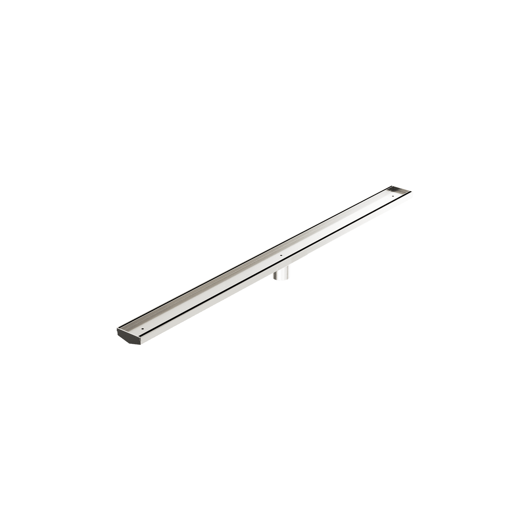 Tile Insert V Channel 1200mm Floor Grate 50mm Outlet With Hole Saw Brushed Nickel