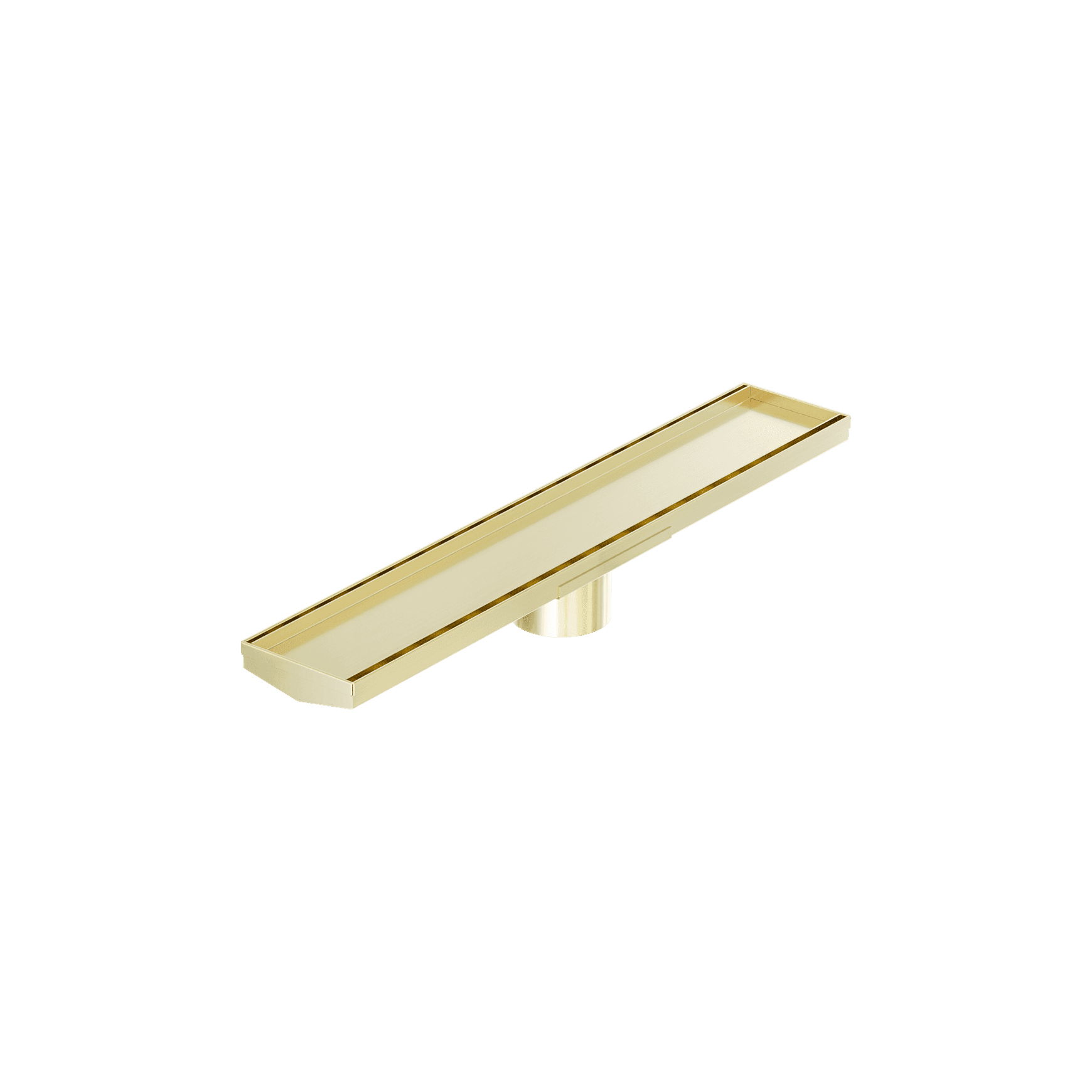 Tile Insert V Channel 600mm Floor Grate 80mm Outlet With Hole Saw Brushed Gold