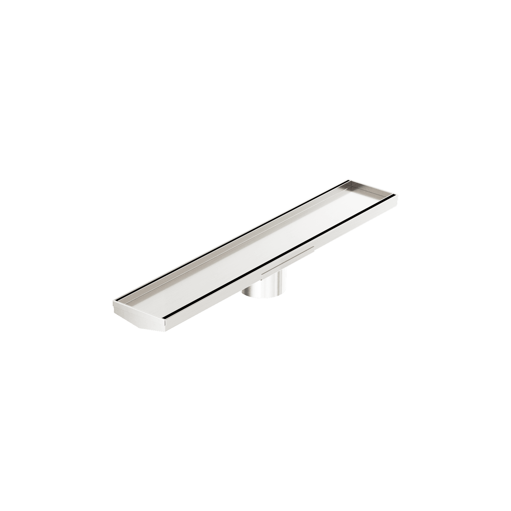 Tile Insert V Channel 600mm Floor Grate 80mm Outlet With Hole Saw Brushed Nickel