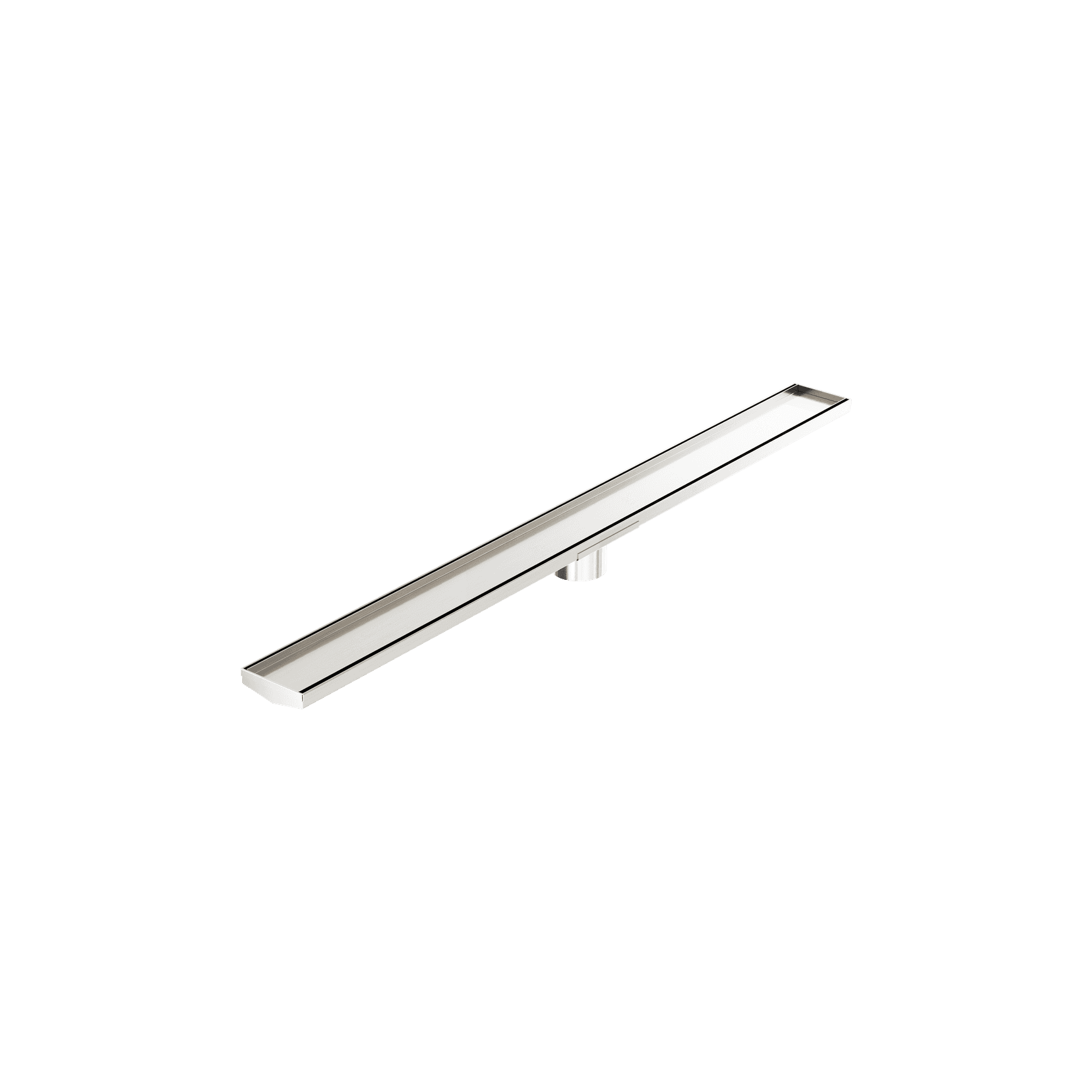 Tile Insert V Channel 1200mm Floor Grate 80mm Outlet With Hole Saw Brushed Nickel