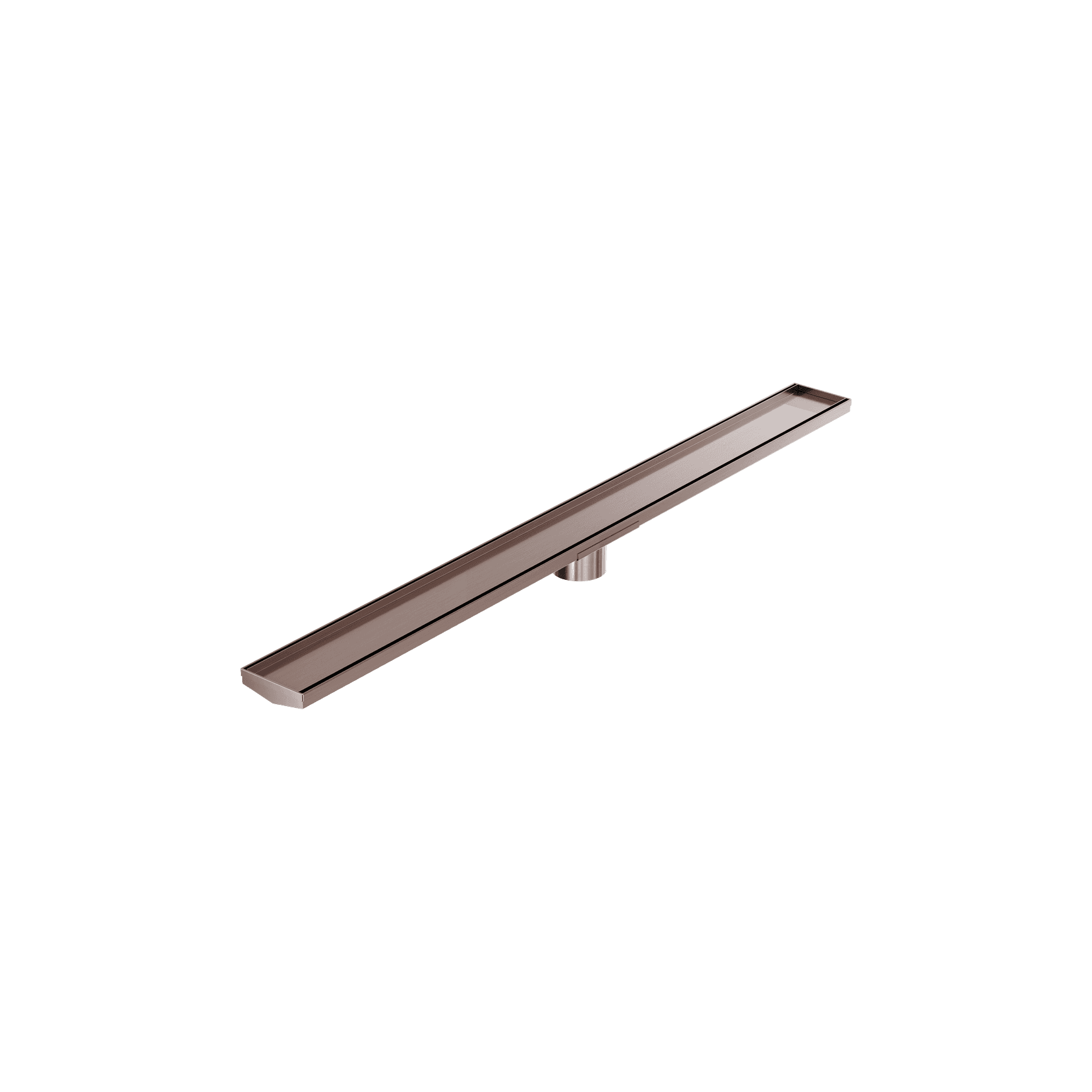 Tile Insert V Channel 1200mm Floor Grate 80mm Outlet With Hole Saw Brushed Bronze