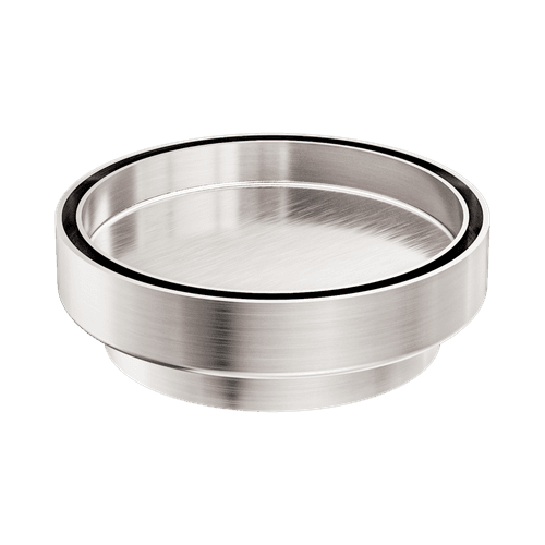 130mm Round Tile Insert Floor Waste 100mm Outlet Brushed Nickel