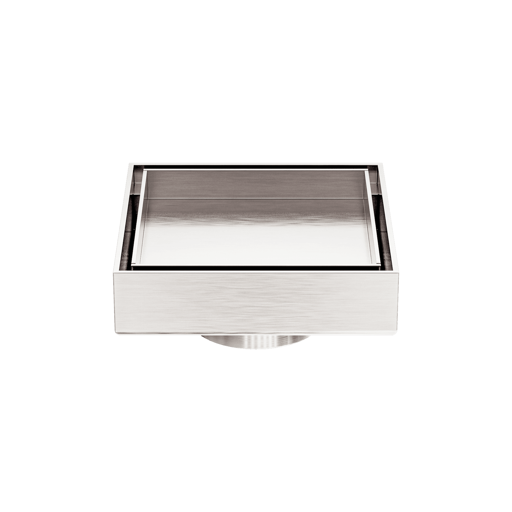 100mm Square Tile Insert Floor Waste 50mm Outlet Brushed Nickel