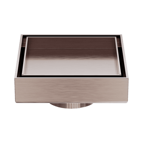 100mm Square Tile Insert Floor Waste 50mm Outlet Brushed Bronze
