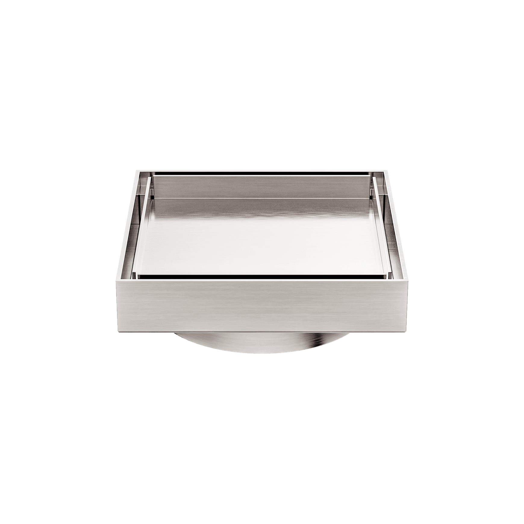130mm Square Tile Insert Floor Waste 100mm Outlet Brushed Nickel