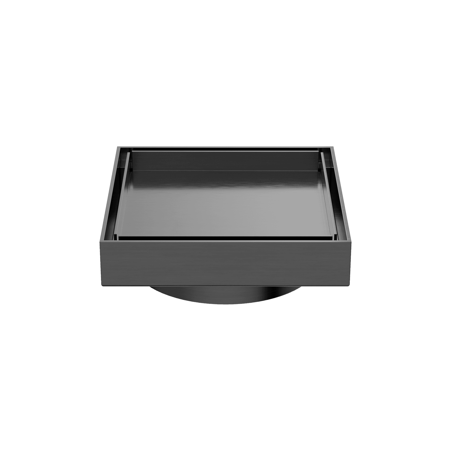 130mm Square Tile Insert Floor Waste 100mm Outlet Gun Metal