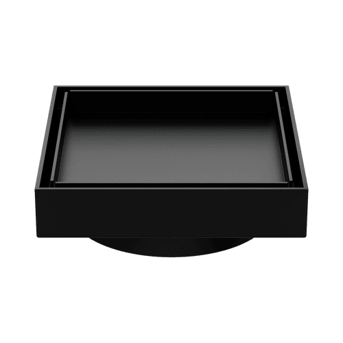 130mm Square Tile Insert Floor Waste 100mm Outlet Matte Black