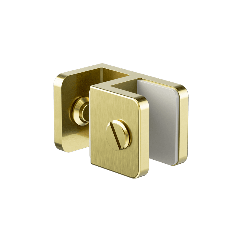 Over-Panel Glass To Glass Fitting 10mm Glass Brushed Gold