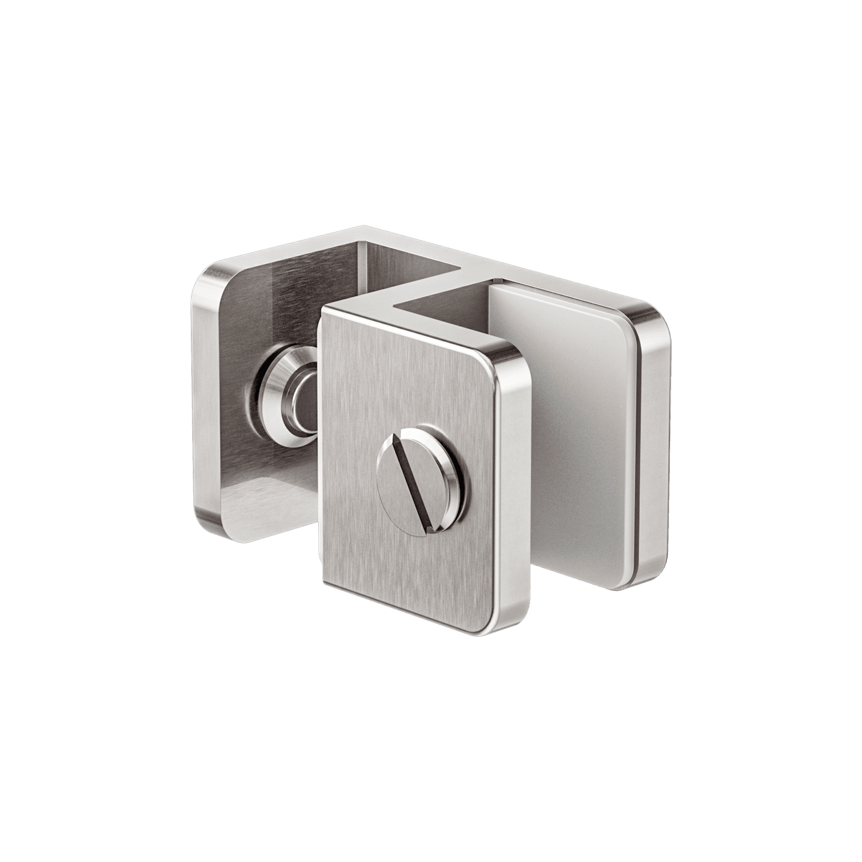 Over-Panel Glass To Glass Fitting 10mm Glass Brushed Nickel