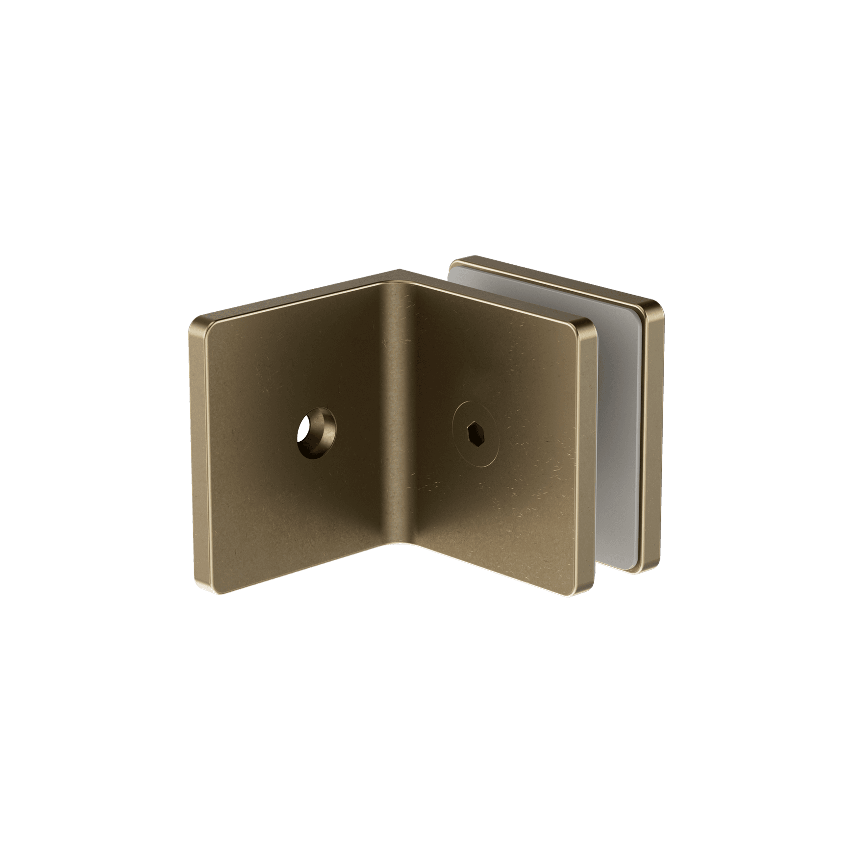 90 Degree Glass To Wall Bracket 10mm Glass Tumbled Antique Brass