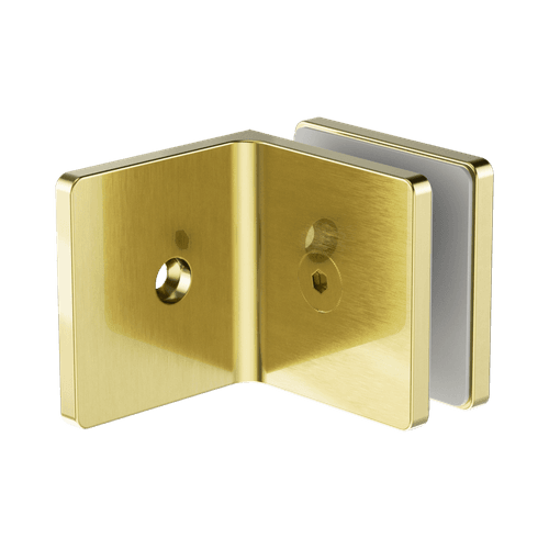 90 Degree Glass To Wall Bracket 10mm Glass Brushed Gold