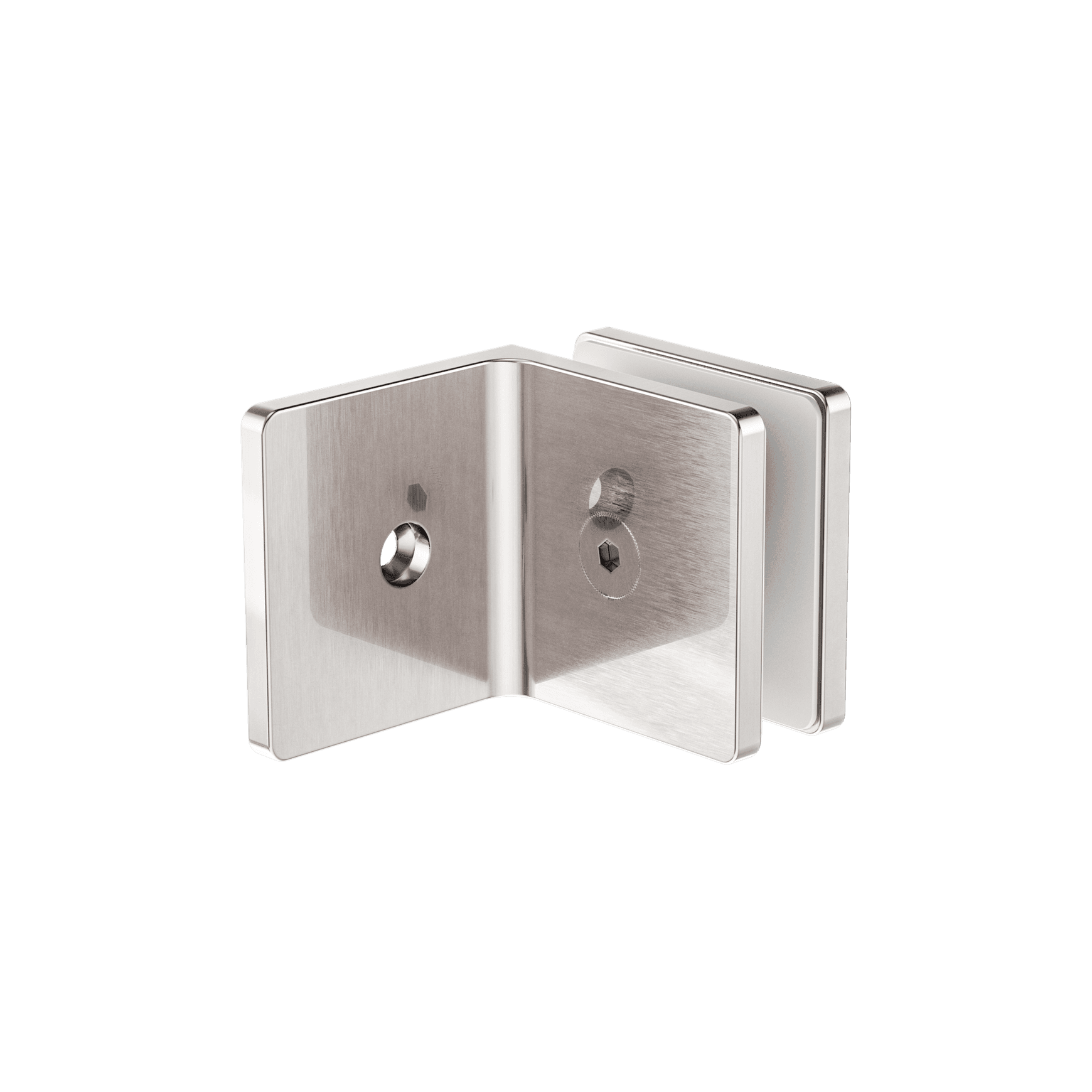 90 Degree Glass To Wall Bracket 10mm Glass Brushed Nickel