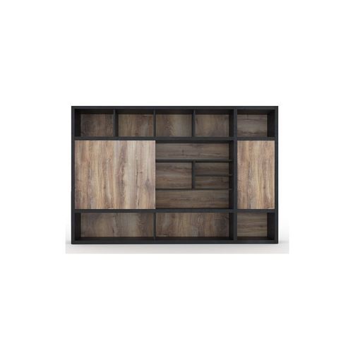 PHOENIX Display Wall Unit 3.0M - Warm Oak & Black