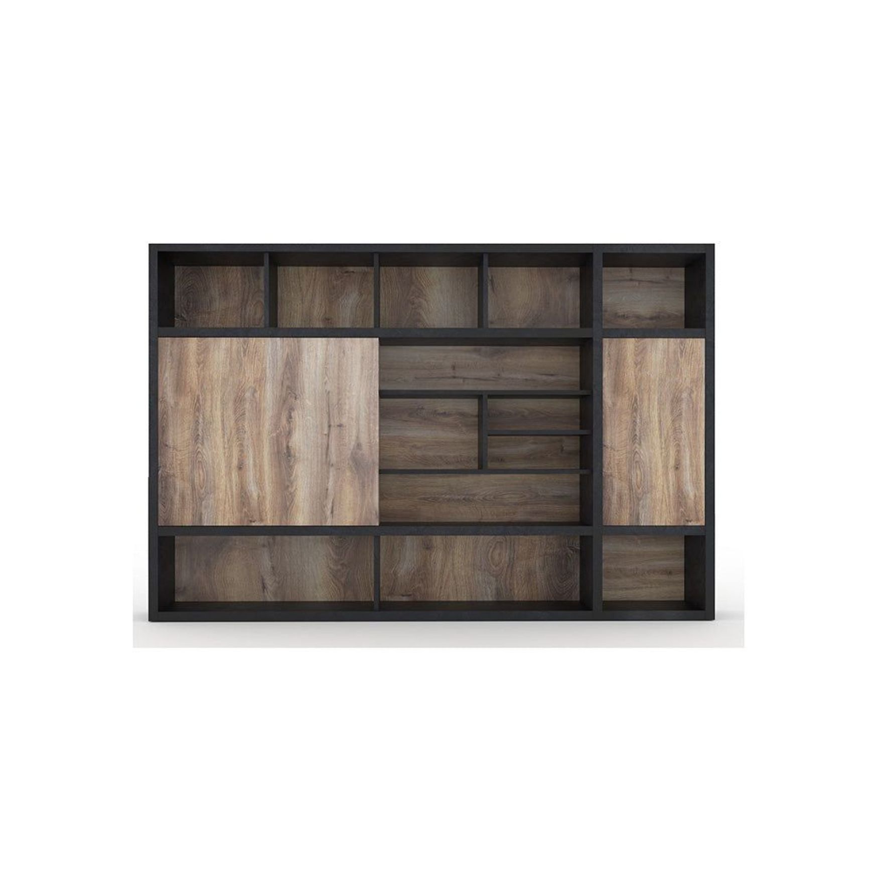 PHOENIX Display Wall Unit 3.0M - Warm Oak & Black