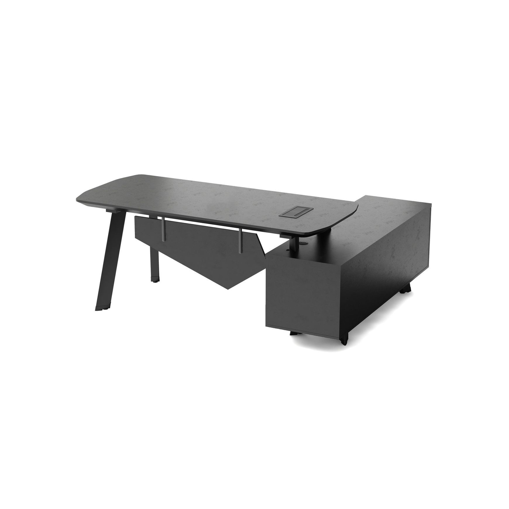ARTO Black Executive Office Desk with Reversible Return 180-200cm - Black Concrete