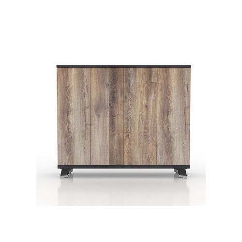 HALDIS Credenza 160cm - Warm Oak & Black