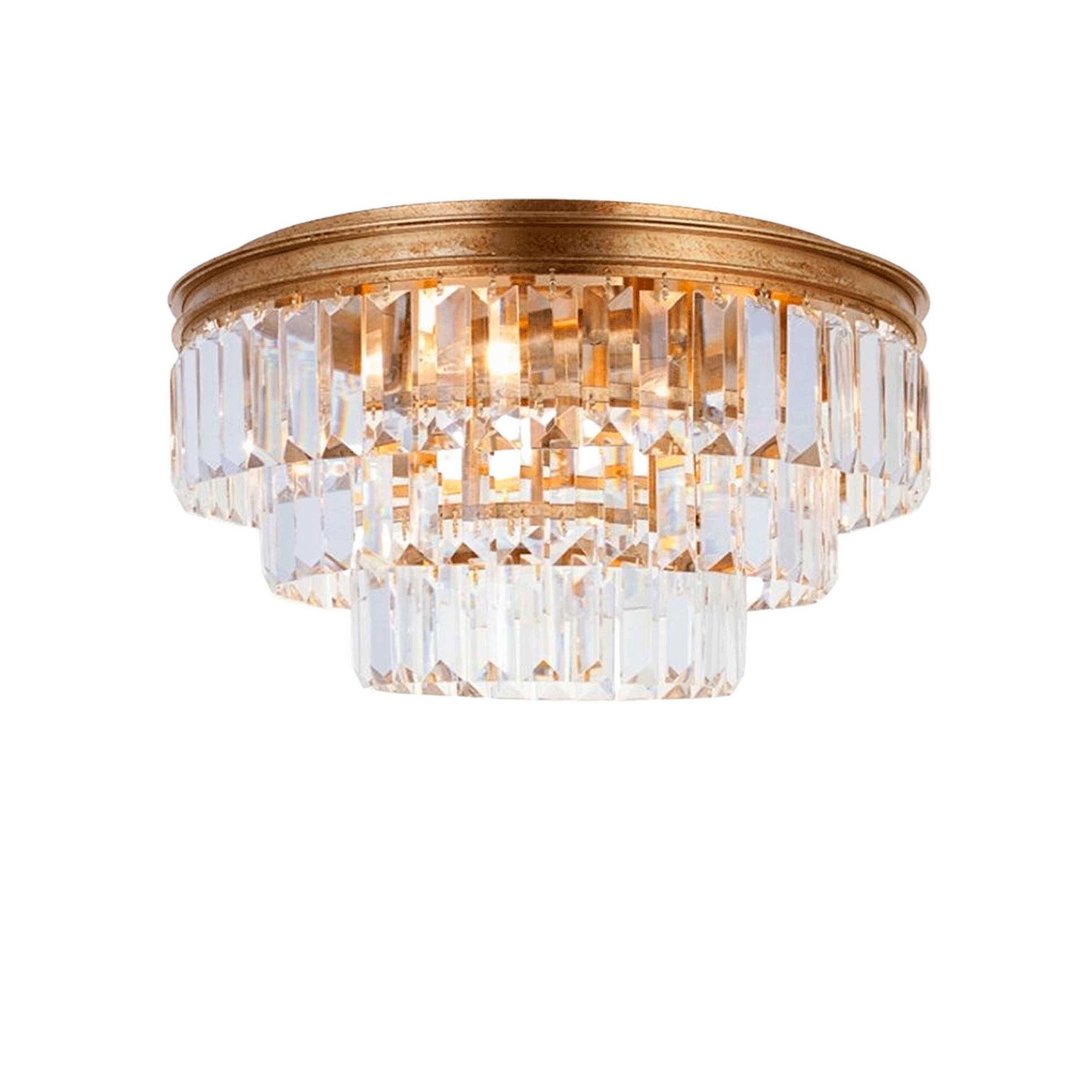 Jordan Collection - Flush Mount Chandelier - Antique Gold - W:40cm