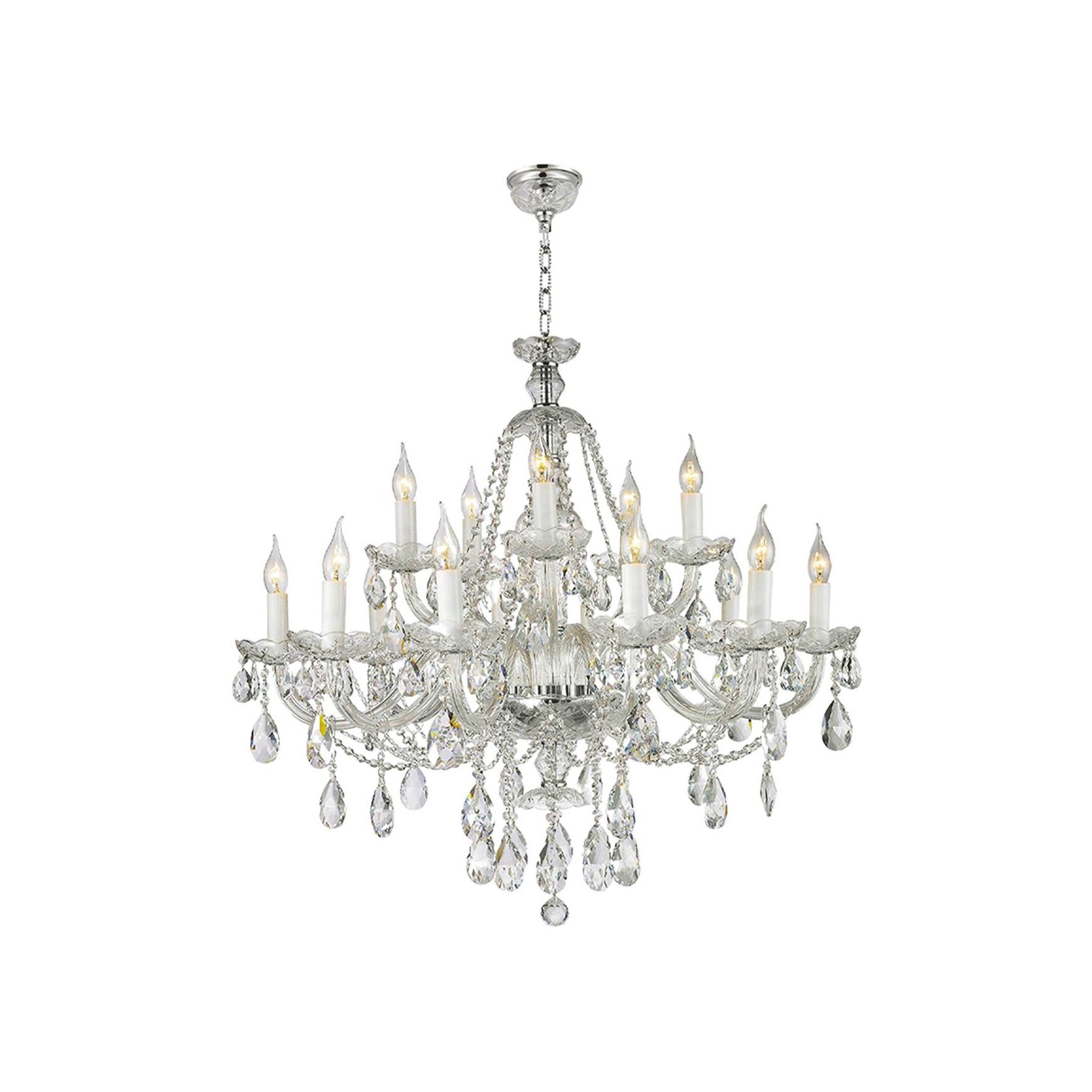 Bohemian Brilliance 15 Arm Crystal Chandelier- Chrome