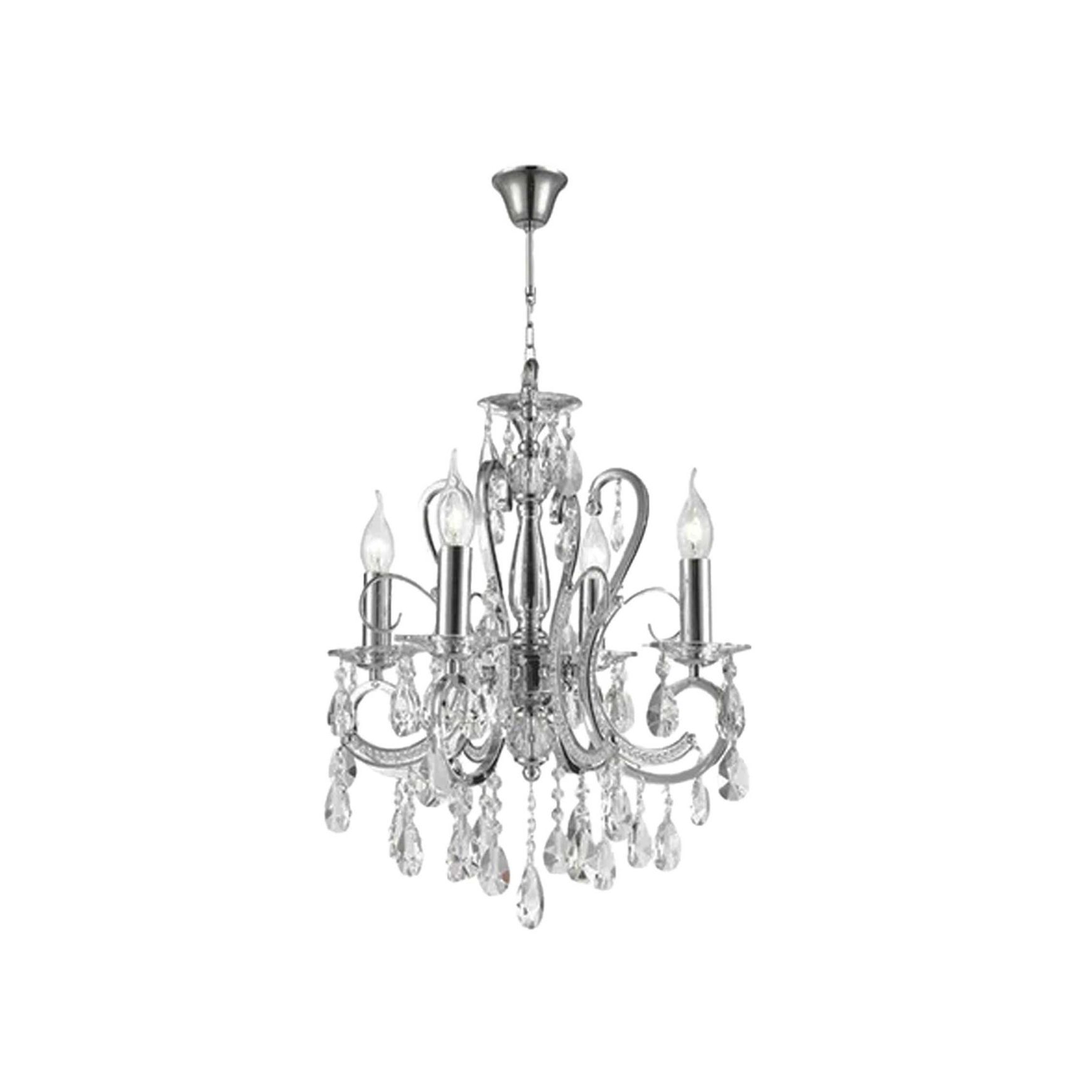 NewYork Princess 4 Arm Chandelier- Chrome- W:42cm