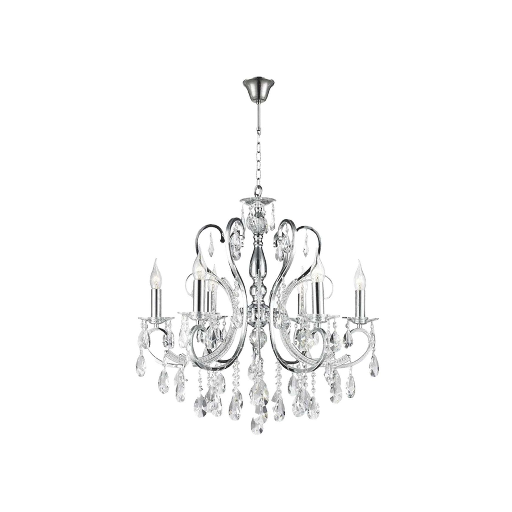 NewYork Princess 6 Arm Chandelier -Chrome- W:62cm