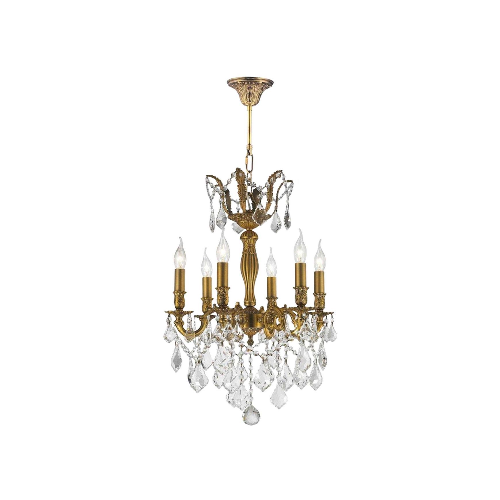 Americana 6 Light Crystal Chandelier - Brass Finish